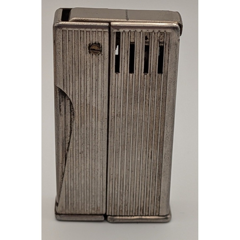 Forever Pocket Lighter Vintage Silver Pinstripe Austria Good Lift Arm Patent